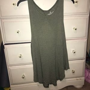 Open back olive green tank top